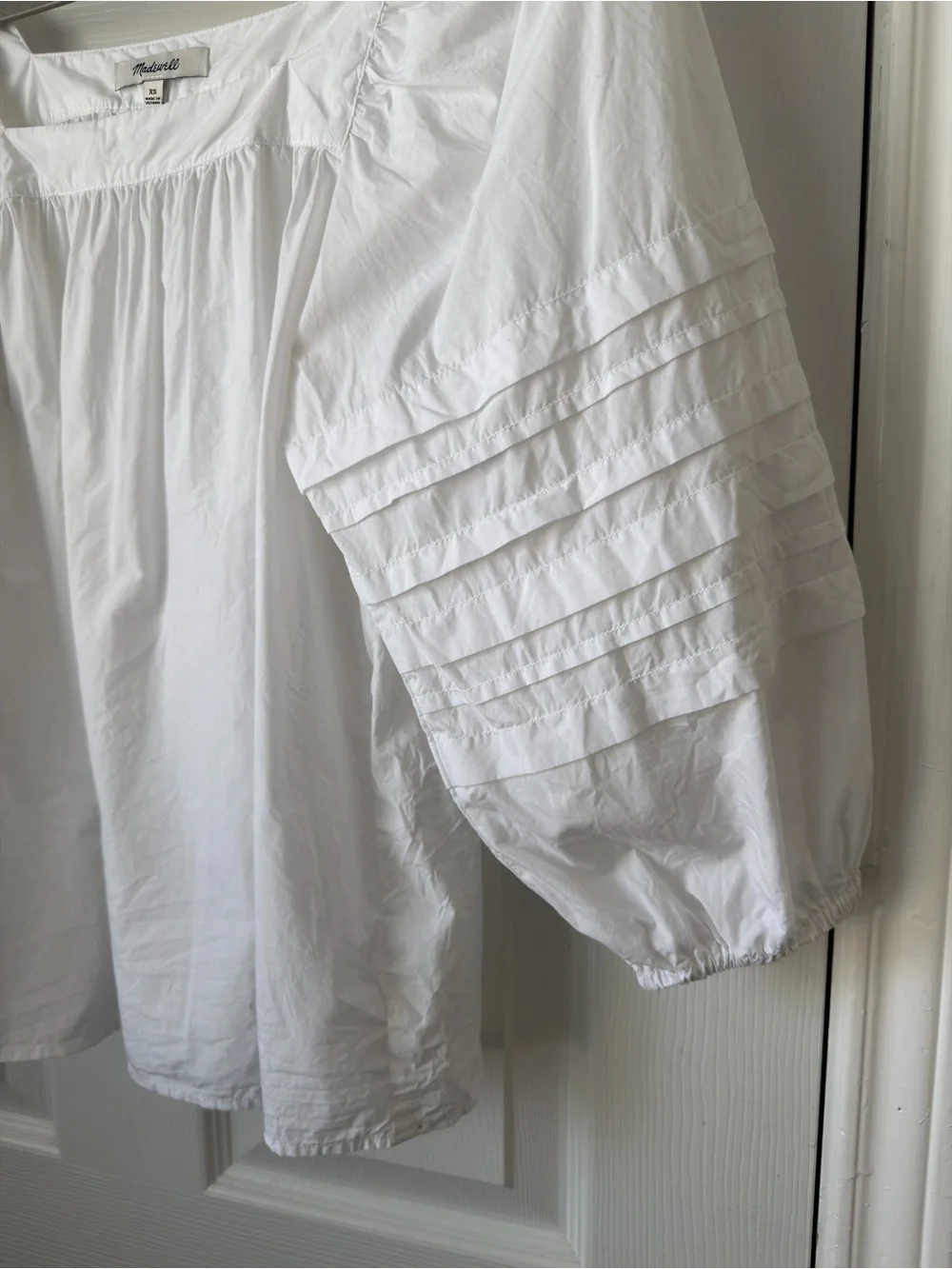 Madewell Clementine White Square Neck Puff Sleeve Poplin Top XS